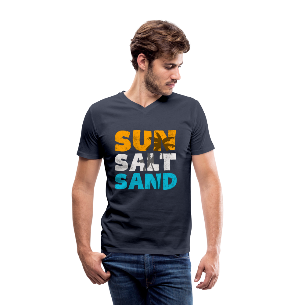 Männer Bio-T-Shirt mit V-Ausschnitt -sun salt sand- - Navy