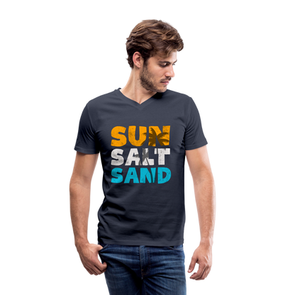 Männer Bio-T-Shirt mit V-Ausschnitt -sun salt sand- - Navy