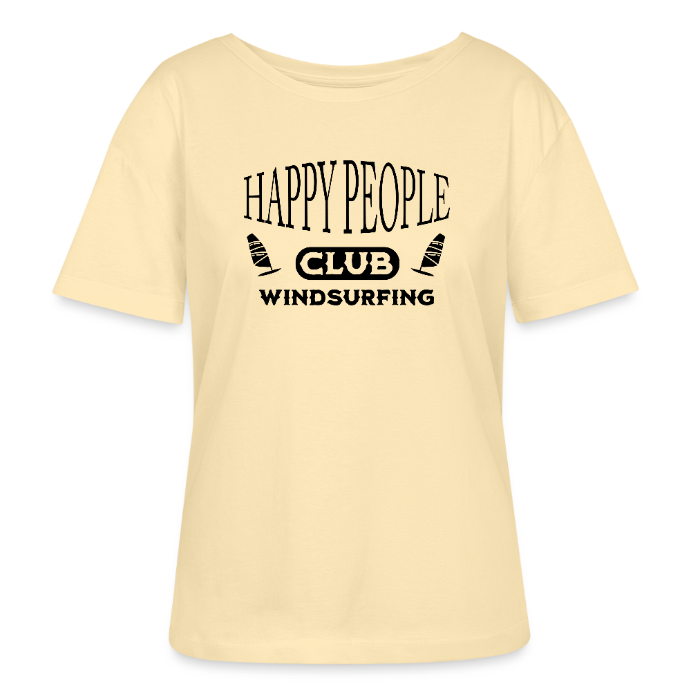 Relaxed Rundhals Frauen Bio-T-Shirt -happy people- - Creme