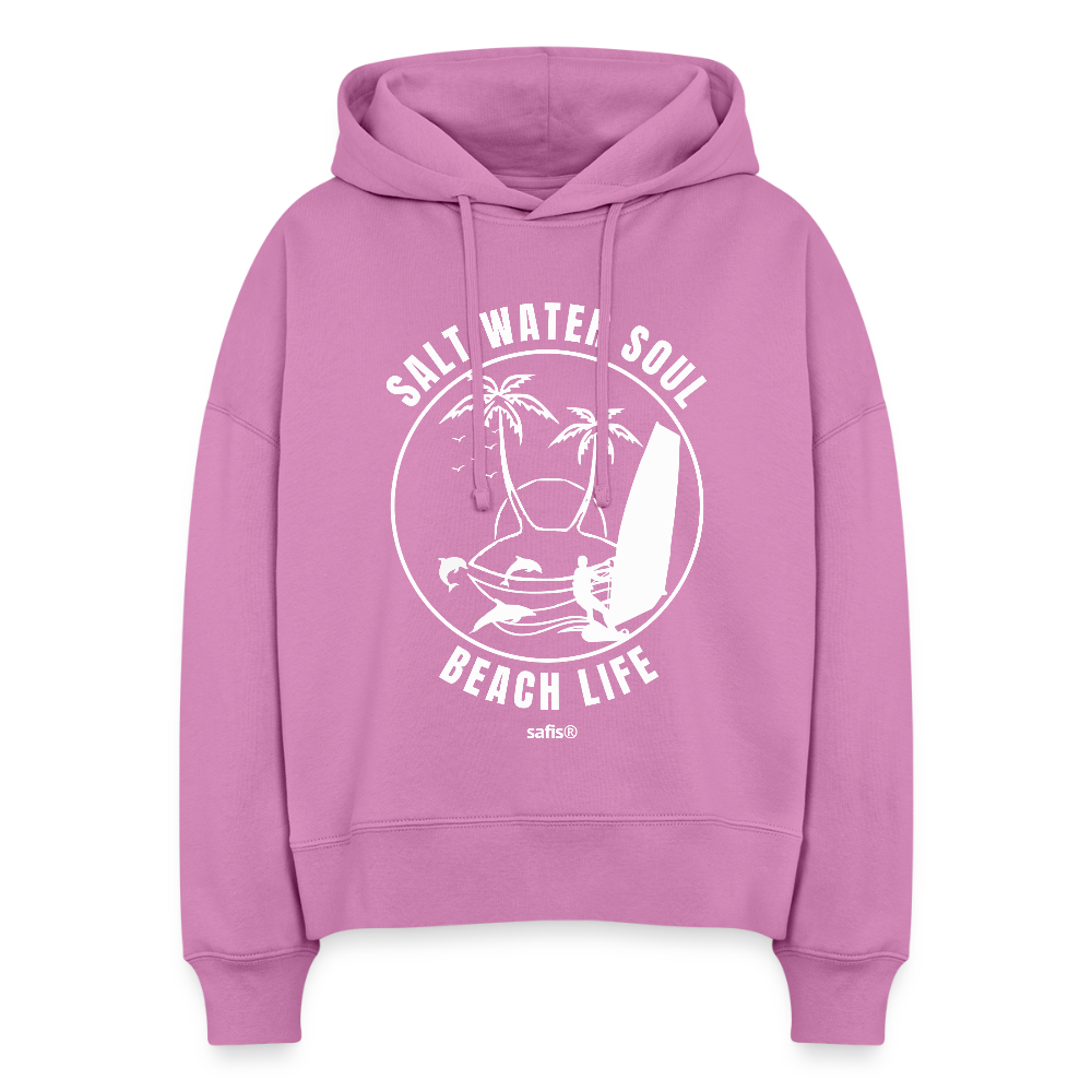 Boxy Frauen Bio Hoodie Nora -salt water soul- - Pink