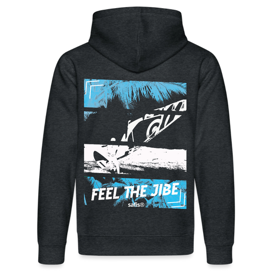 Windsurf Bekleidung Männer safis®  Unisex Bio-Hoodie DRUMMER -jibe- - Dunkelgrau meliert