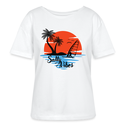 Relaxed Rundhals Frauen Bio-T-Shirt -salty vibes- - Weiß