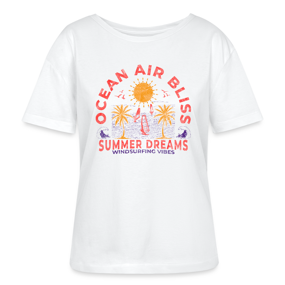 Relaxed Rundhals Frauen Bio-T-Shirt -ocean air bliss- - Weiß
