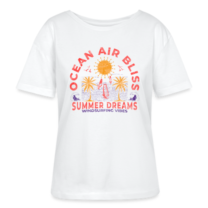 Relaxed Rundhals Frauen Bio-T-Shirt -ocean air bliss- - Weiß