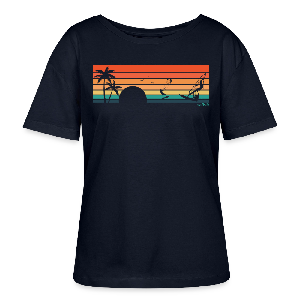 safis® Nachhaltige Windsurf-Kleidung-sunset- Stanley/Stella Relaxed Rundhals Frauen Bio-T-Shirt SERENA - Navy