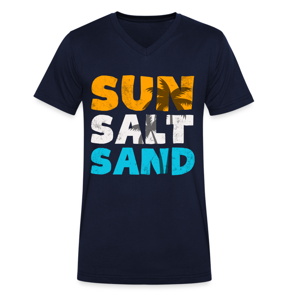 Männer Bio-T-Shirt mit V-Ausschnitt -sun salt sand- - Navy