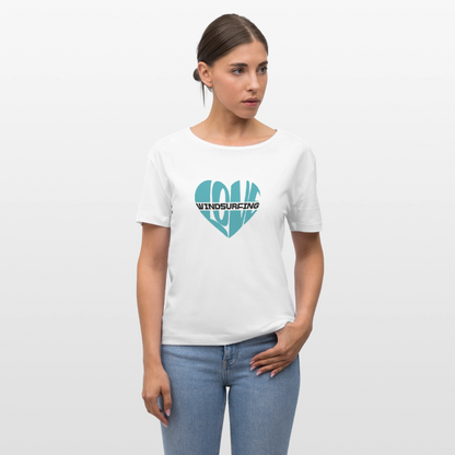 Relaxed Rundhals Frauen Bio-T-Shirt -Herz- - Weiß