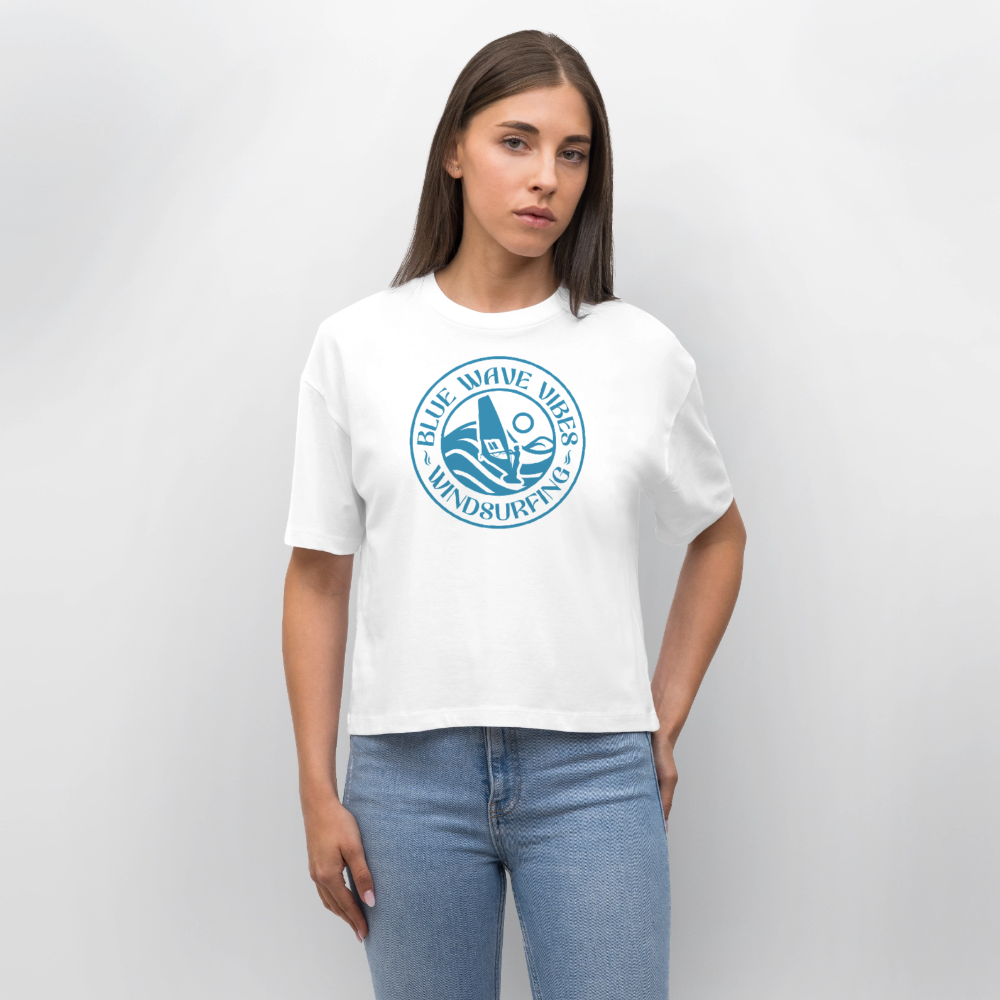 Frauen Boxy Bio-T-Shirt Nova -blue wave vibes- - Weiß