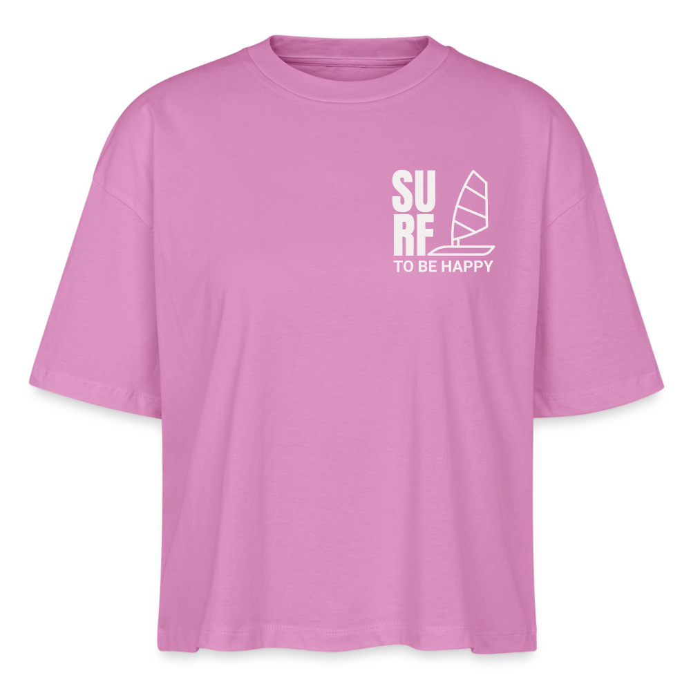 Frauen Boxy Bio-T-Shirt -surf to be happy- - Pink