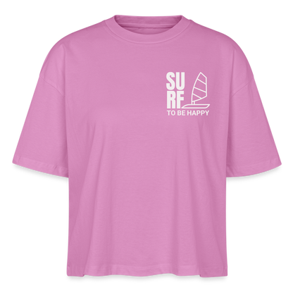 Frauen Boxy Bio-T-Shirt -surf to be happy- - Pink