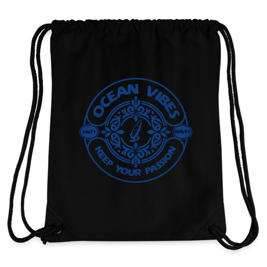 recycelter Gym Bag -ocean vibes- - Schwarz