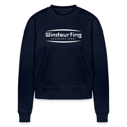 Cropped Frauen Bio-Sweatshirt -adventure sport- - Navy