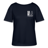 Relaxed Frauen Bio-T-Shirt -surf to be happy- - Navy