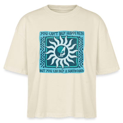 Frauen Boxy Bio-T-Shirt -buy happiness- - Weißgrau