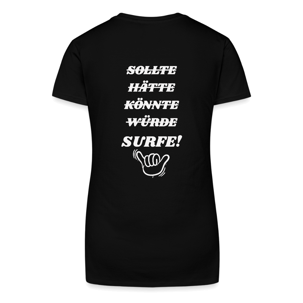 Windsurfer geschenk T-Shirt mit V-Ausschnitt -surfe!- - Schwarz