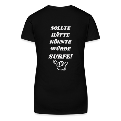 Windsurfer geschenk T-Shirt mit V-Ausschnitt -surfe!- - Schwarz