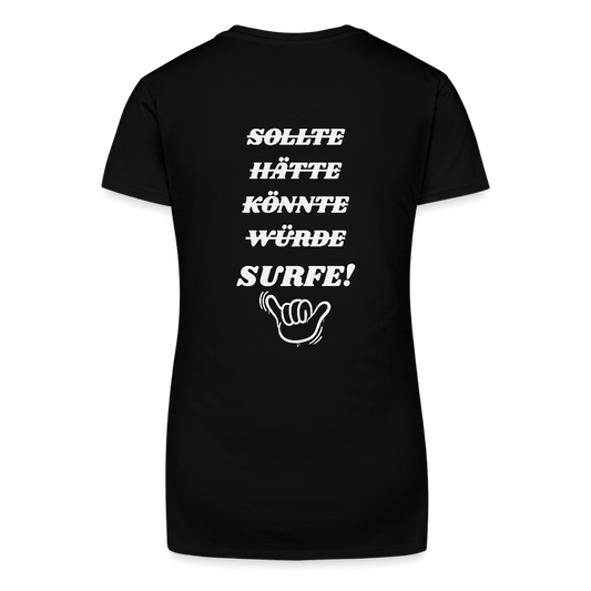 Windsurfer geschenk T-Shirt mit V-Ausschnitt -surfe!- - Schwarz