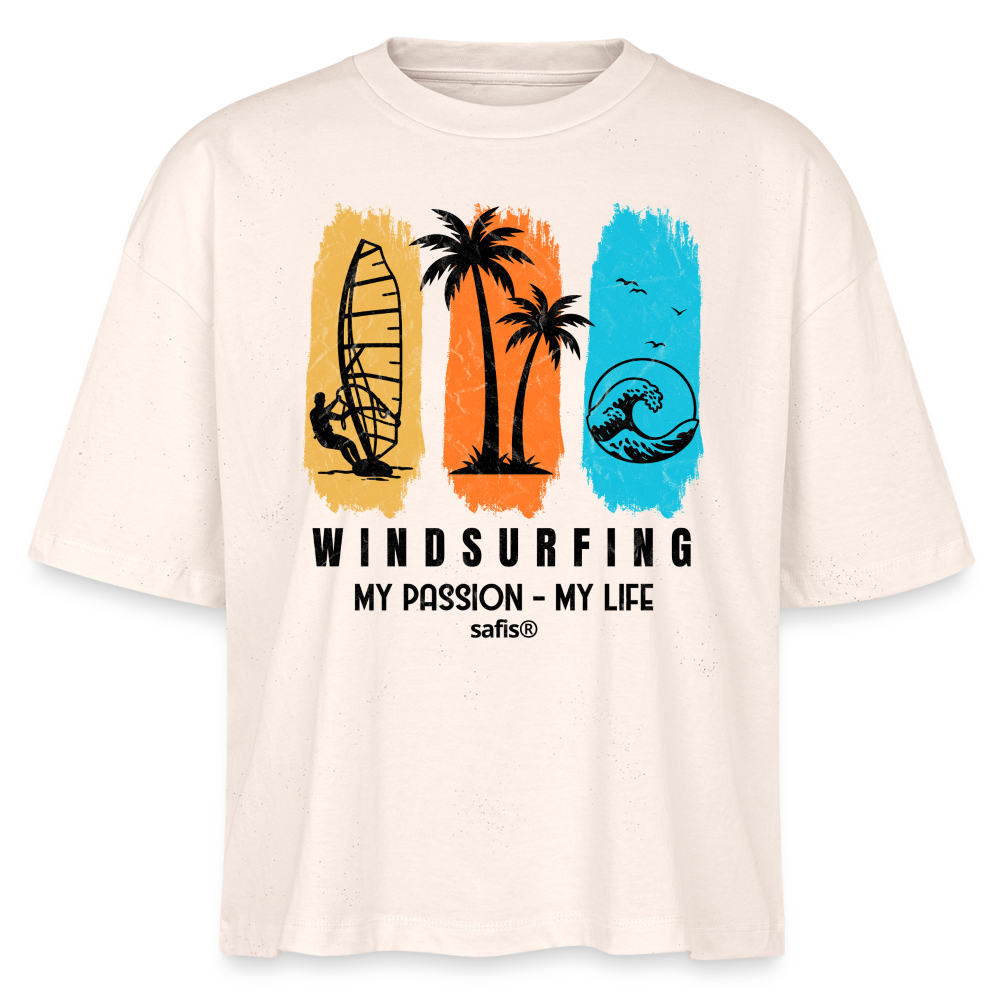 Windsurf Shirt von safis®  Boxy Frauen Bio-T-Shirt Nova -my passion my life- - Natur