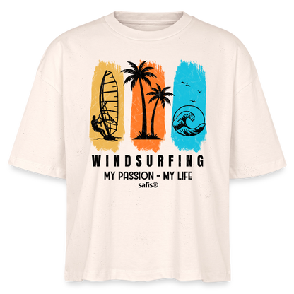 Windsurf Shirt von safis®  Boxy Frauen Bio-T-Shirt Nova -my passion my life- - Natur