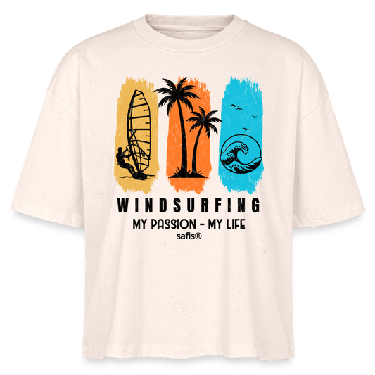 Windsurf Shirt von safis®  Boxy Frauen Bio-T-Shirt Nova -my passion my life- - Natur