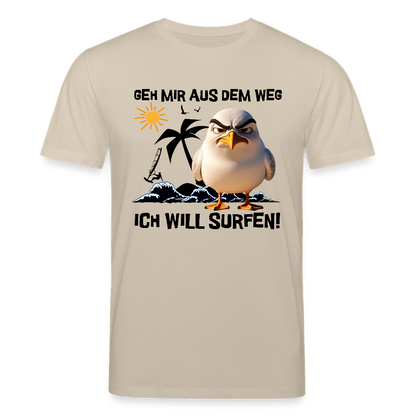 Männer Bio-T-Shirt -ich will surfen- - Beige
