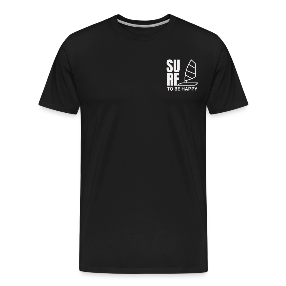 Männer Premium Bio T-Shirt -surf to be happy- - Schwarz