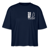 Frauen Boxy Bio-T-Shirt -surf to be happy- - Navy