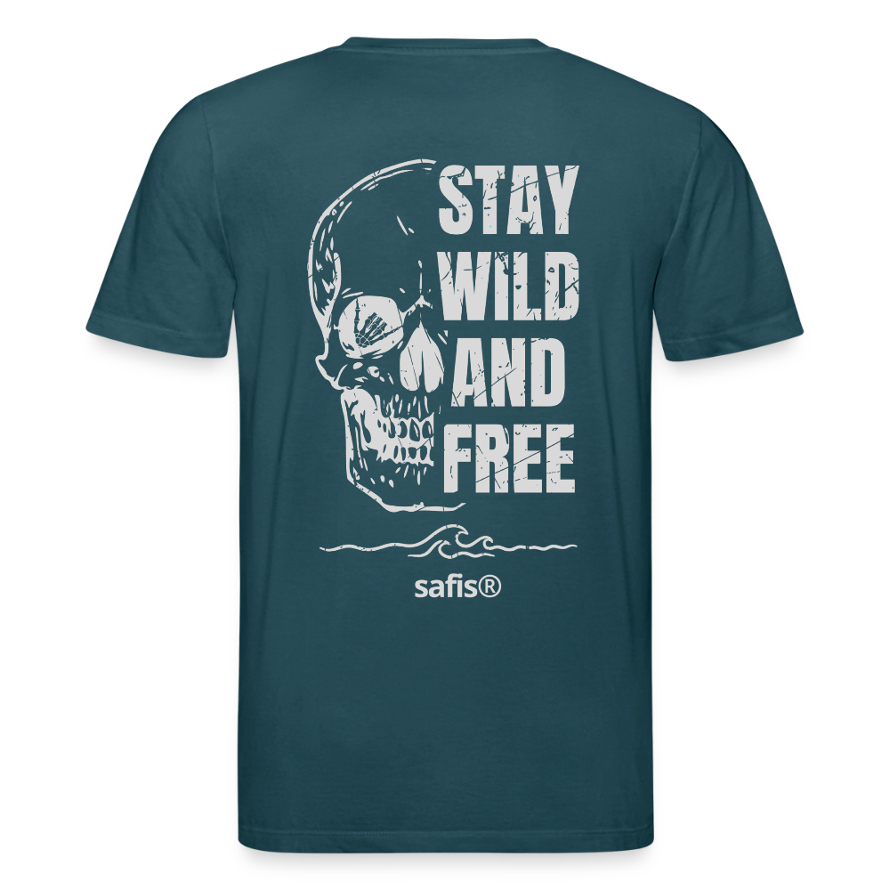 safis® Windsurf Shirt -wild and free- Unisex Bio-T-Shirt CREATOR - Dunkles Petrol
