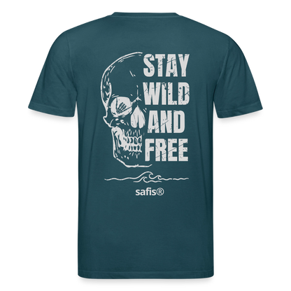 safis® Windsurf Shirt -wild and free- Unisex Bio-T-Shirt CREATOR - Dunkles Petrol