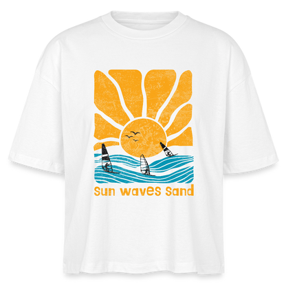 Frauen Boxy Bio-T-Shirt Nova -sunny waves- - Weiß