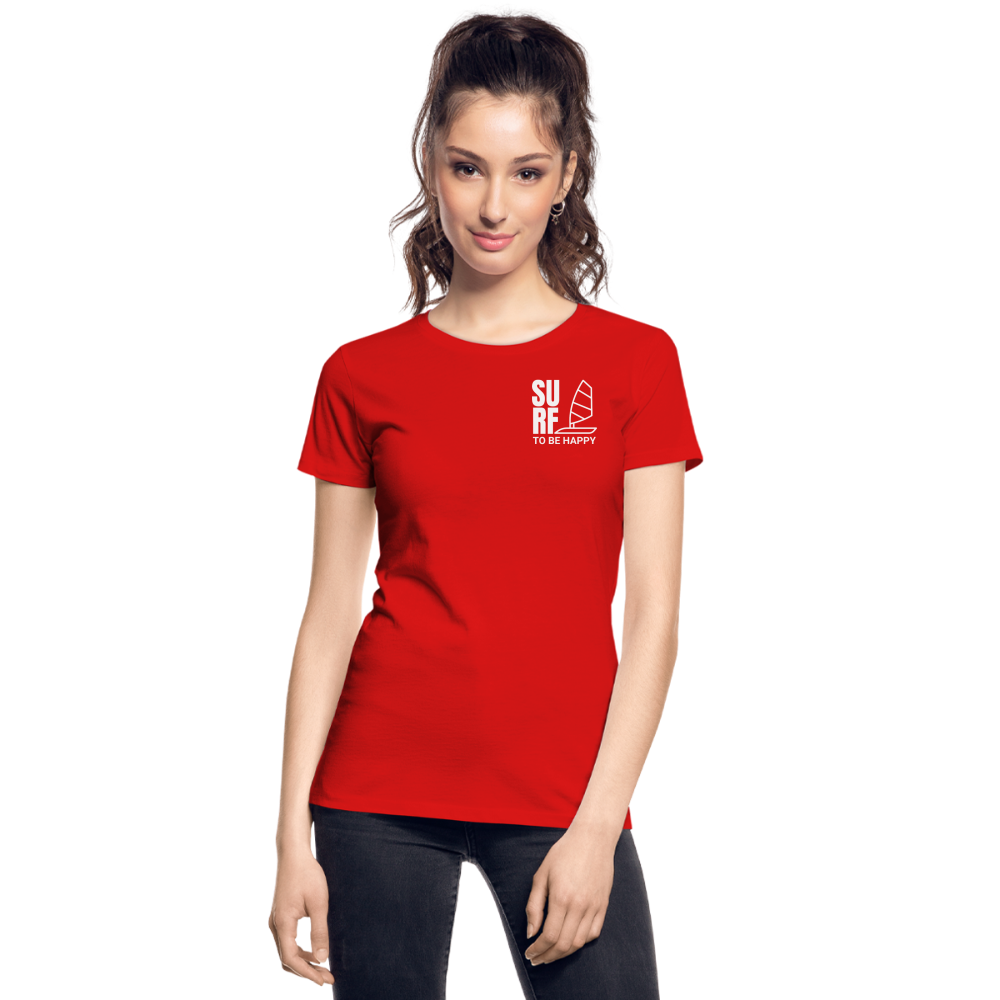 Frauen Premium Bio T-Shirt -surf to be happy- - Rot