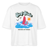 Frauen Boxy Bio-T-Shirt -surf sister- - Weiß