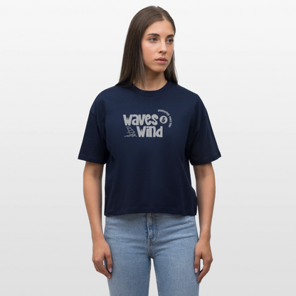 Frauen Boxy Bio-T-Shirt -waves & wind- - Navy