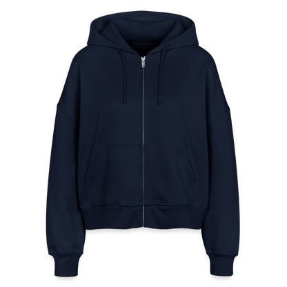 Boxy Frauen Bio Zip Hoodie -buy happiness- - Navy