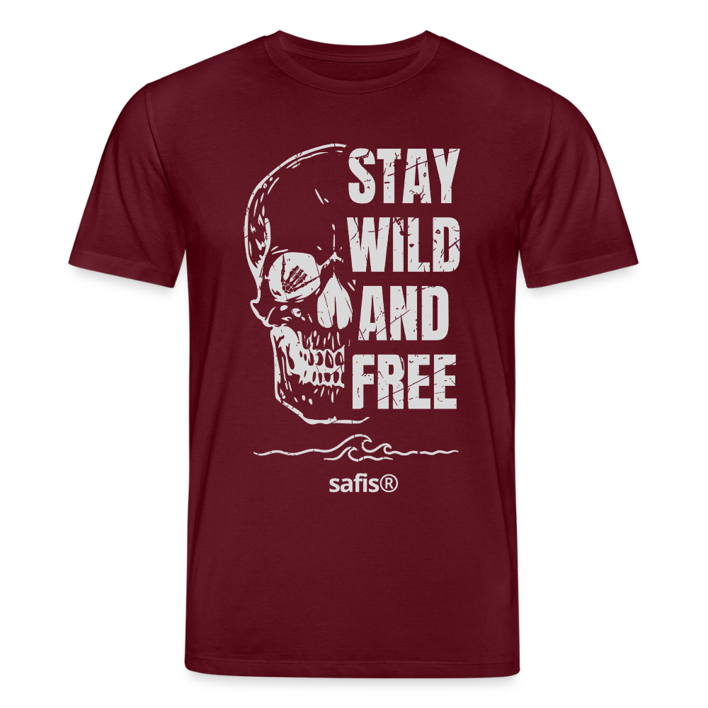 safis T-Shirt mit Totenschädel -wild and free- Unisex Bio-T-Shirt CREATOR - Burgunderrot