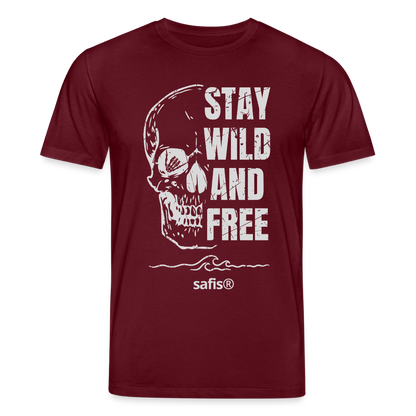 safis T-Shirt mit Totenschädel -wild and free- Unisex Bio-T-Shirt CREATOR - Burgunderrot