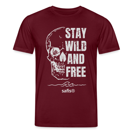 safis T-Shirt mit Totenschädel -wild and free- Unisex Bio-T-Shirt CREATOR - Burgunderrot