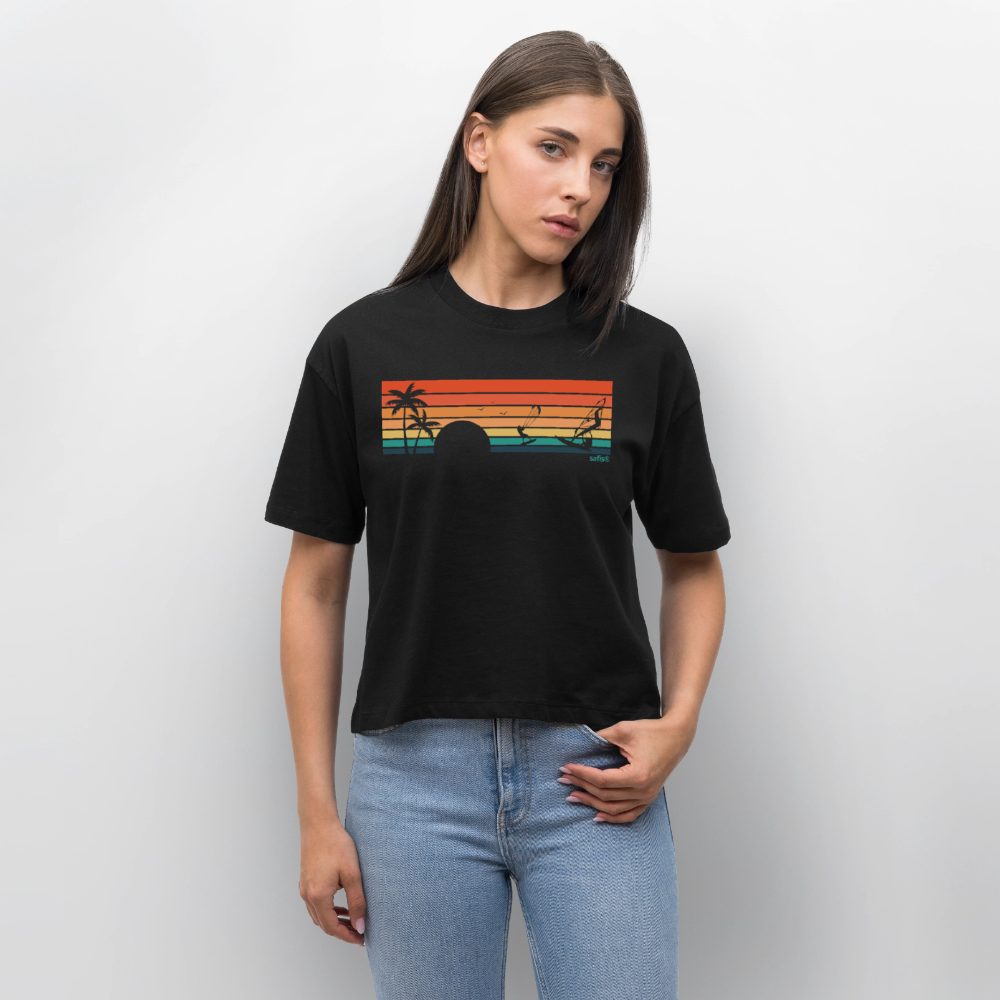 -sunset- Stanley/Stella Frauen Boxy Bio-T-Shirt Nova - Schwarz