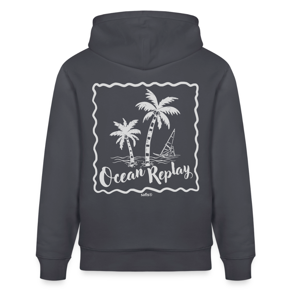 safis® Windsurfer Unisex Bio-Hoodie Cruiser -Ocean Replay- - Indigoblau