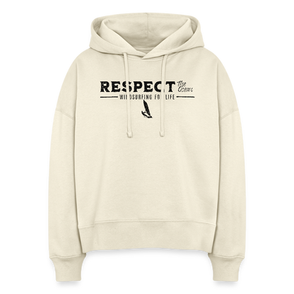 Boxy Frauen Bio Hoodie -respect- - Weißgrau