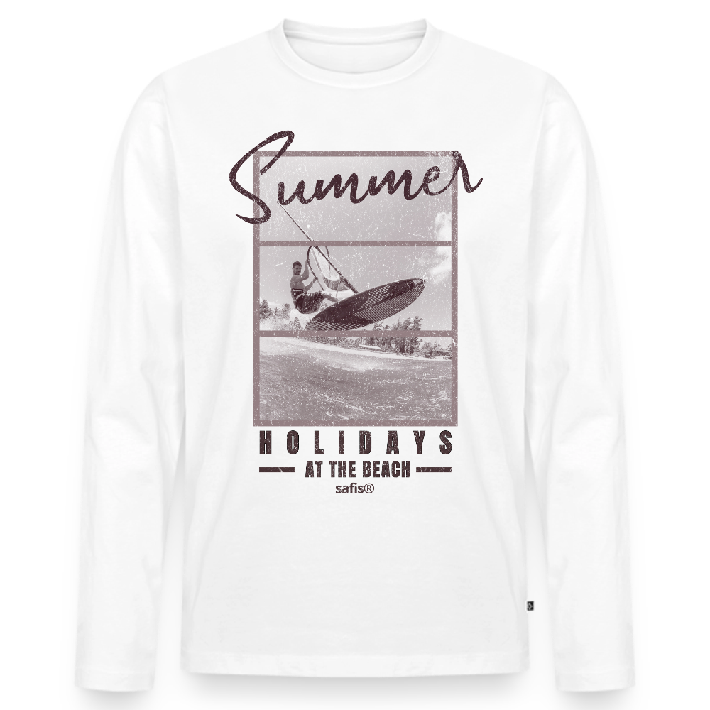 safis Männer Shirt Windsurfen -holidays- Männer Premium Bio Langarmshirt - Weiß