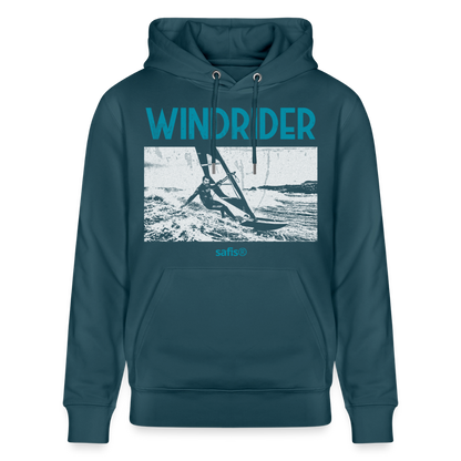 Windsurf Hoodie safis® -Windrider- Unisex Bio-Hoodie CRUISER - Dunkles Petrol