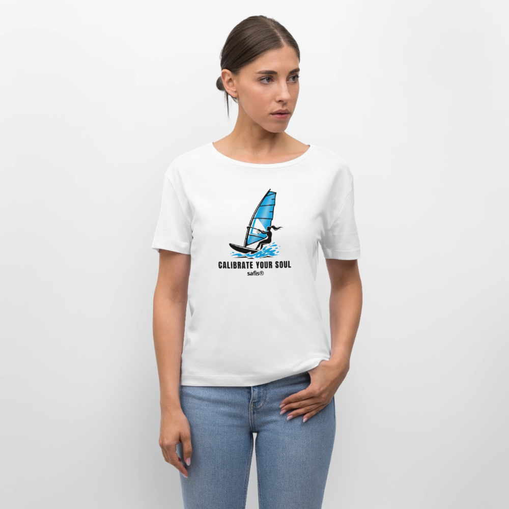 Windsurf Shirt safis®  Frauen Bio-T-Shirt -calibrate your soul- - Weiß