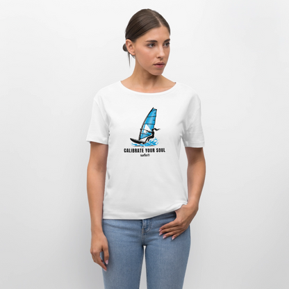 Windsurf Shirt safis®  Frauen Bio-T-Shirt -calibrate your soul- - Weiß