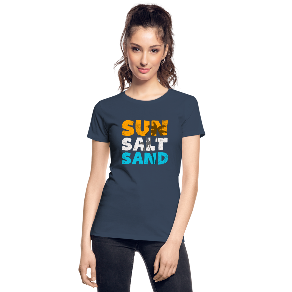 Frauen Premium Bio T-Shirt -sun salt sand- - Navy