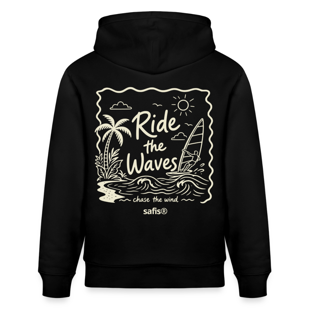 safis Windsurfer Hoodie Männer  Bio-Hoodie CRUISER -ride the waves- - Schwarz