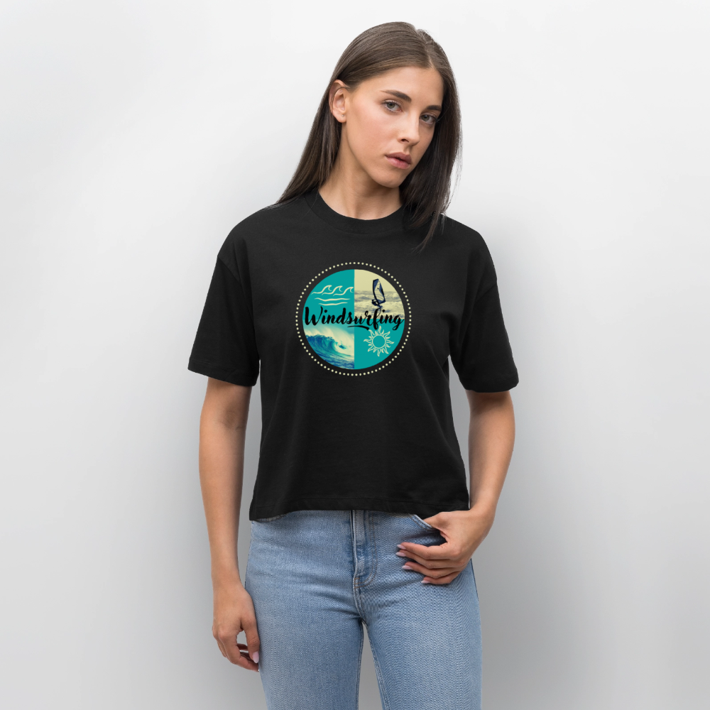 Frauen Boxy Bio-T-Shirt -ocean- - Schwarz