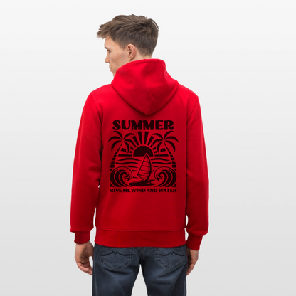 Unisex Bio-Kapuzenjacke -give me wind and water- - Rot