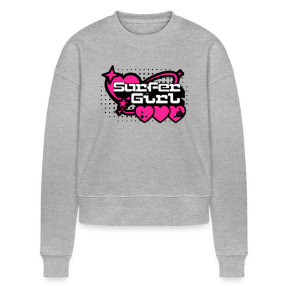 Cropped Frauen Bio-Sweatshirt -surfer girl- - Grau meliert