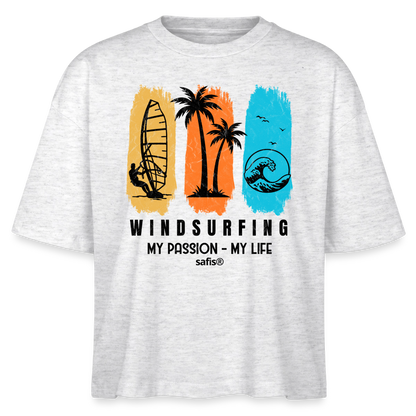 Windsurf Shirt von safis® Frauen Boxy Bio-T-Shirt Nova -my passion my life- - Weiß meliert